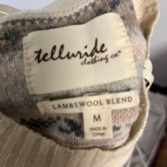 Telluride Clothing Company Lambswool Women's Fair Isle Sweater Cream Size M - Picture 2 of 6